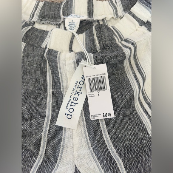 NWT Workshop Republic Grey/White Linen Blend Shorts - size Small - Picture 3 of 3